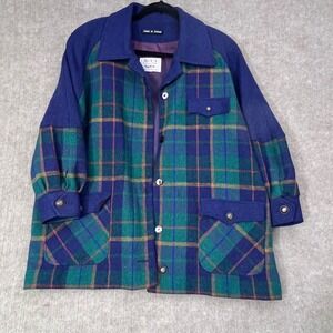 Vintage Avoca Ireland Wool Plaid Coat Jacket Oversized Drop‎ Shoulder XL Ireland